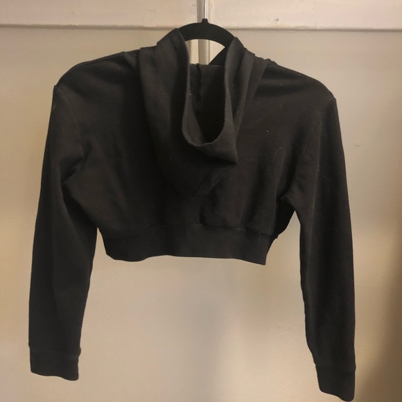 Bebe Cropped Black Hoodie ZIP Up Vintage - Picture 2 of 3